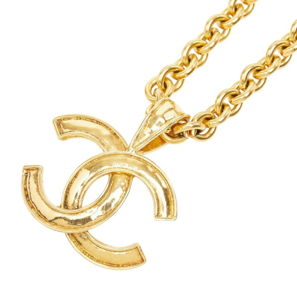 Chanel Coco Mark Chain Pendant Necklace, Gold Plated, Women's.